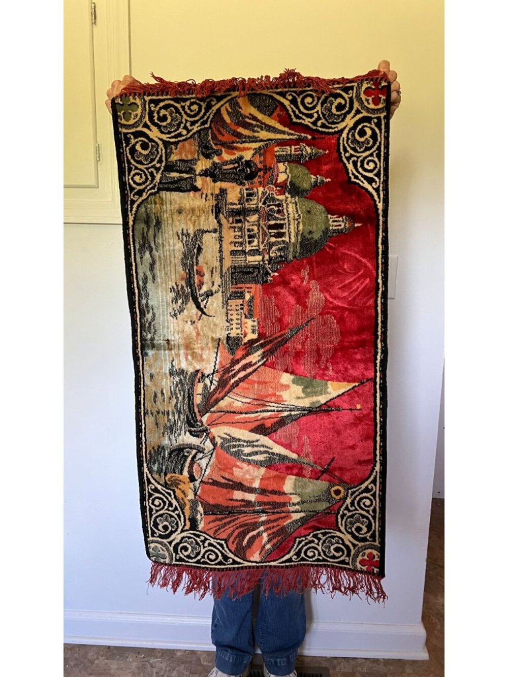 Venice-Inspired Vintage Woven Wall Tapestry With Bold Vibrant Colors - Picture 2 of 6